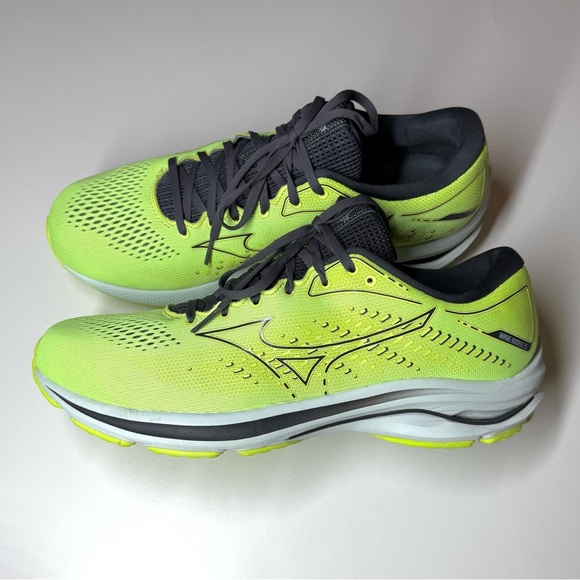 Mizuno Men's Wave Rider 25 Running Shoes Neon Lime Size- 12 - Picture 8 of 9